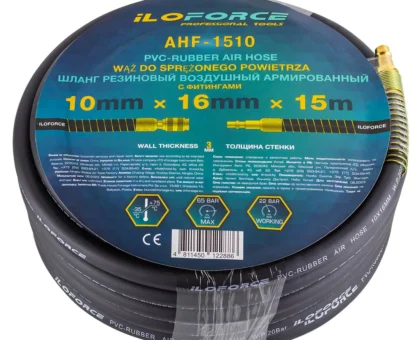 Шланг резиновый воздушный армированный с фитингами 10мм x 16мм x 15м