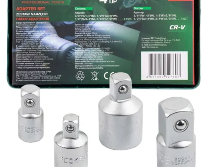 Набор адаптеров 4пр(3/8''(F)x1/2''(M),1/2''(F)x3/8''(M),1/2''(F)x3/4''(M),3/4''(F)x1/2''(M)),в ложементе