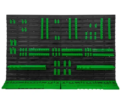 Настенный пластиковый стеллаж-стенд для инструментов 78х115,2см (полки для ключей и инструментов 4шт, крючки 24шт, держатели для ключей 6шт)