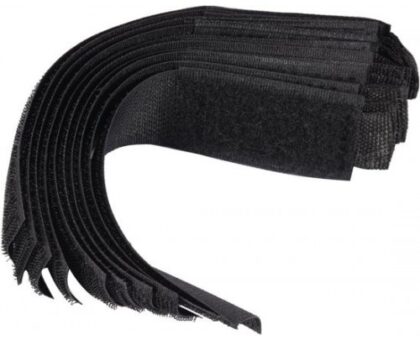 Лента тканая Velcro для стяжки кабеля на липучке 450мм, 10шт (черная)
