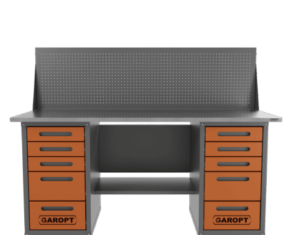 Верстак двухтумбовый 5 ящиков /5 ящиков с экраном Garopt оранжевый 1800*700