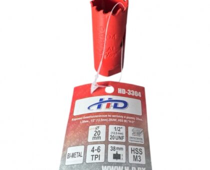 Коронка биметаллическая по металлу и дереву 20мм., L38мм., 1/2"-20UNF, HSS M3 "H-D"