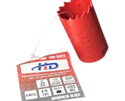 Коронка биметаллическая по металлу и дереву 29мм., L38мм., 1/2"-20UNF, HSS M3 "H-D"