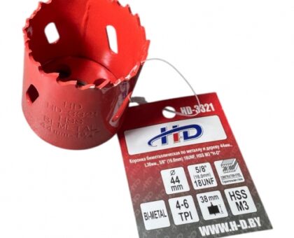 Коронка биметаллическая по металлу и дереву 44мм., L38мм., 5/8"-18UNF, HSS M3 "H-D"
