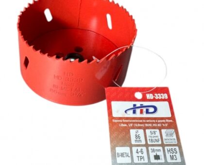 Коронка биметаллическая по металлу и дереву 86мм., L38мм., 5/8"-18UNF, HSS M3 "H-D"