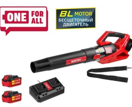 Аккум. воздуходувка WORTEX BB 2536 D ALL1 XLT SET БЕСЩЁТ.ДВИГ., 18В+18В, 2акб, 4 Ач, макс.объём.7