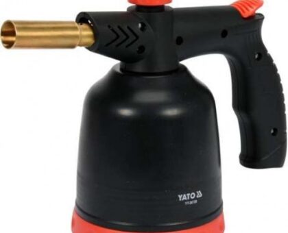 Горелка газовая на прокалываемый баллон 190 гр. с пьезоподжигом 1200C, 1,7 кВт, 123 г/ч "Yato"