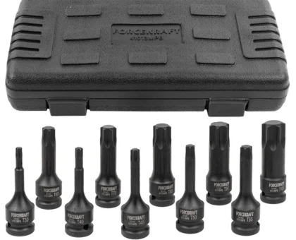 Набор головок-бит TORX ударных 10пр.,1/2''(T30, T40, T45, T50, T55, T60, T70, T80, T90, T100), в кейсе