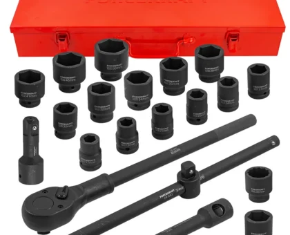 Набор инструментов ударных 21пр, 3/4''(6гр.)(17,19,21,22,24,27,30,32,34,35,36,36-12гр.,38,41,46,50мм), в метал. кейсе