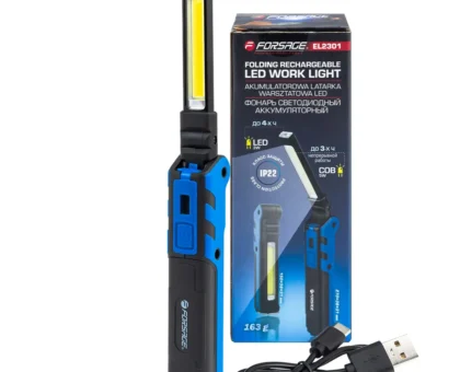 Лампа светодиодная аккумуляторная с магнитом(5W/3WCOB,150/360Lumen,3.7V,2000mAh,t зарядки 4ч,USB провод,защита гнезда зарядки,поворотная 270гр)