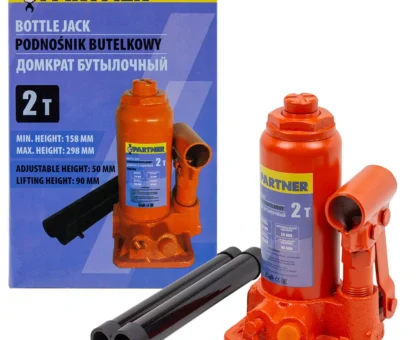 Домкрат бутылочный с клапаном 2т.(h min-158мм,h max-298мм, ход штока-90мм, ход винта-50мм)