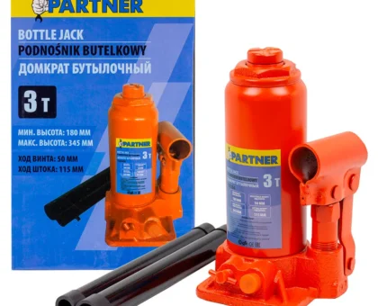 Домкрат бутылочный с клапаном 3т(h min-180мм, h max-345мм, ход штока-115мм, ход винта-50мм)