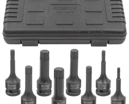Набор головок-бит SPLINE ударных 8пр.,1/2''(M5, M6, M8, M10, M12, M14, M16, M18), в кейсе