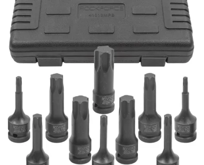 Набор головок-бит TORX ударных 10пр.,1/2''(T30, T40, T45, T50, T55, T60, T70, T80, T90, T100), в кейсе
