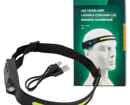 Фонарь налобный ударопрочный (3-4.5V, 3W, IPX4)