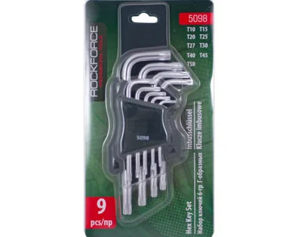 Набор ключей Г-образных TORX 9пр.(Т10, Т15, Т20, Т25, Т27, Т30, Т40, Т45, Т50)в пластиковом держателе