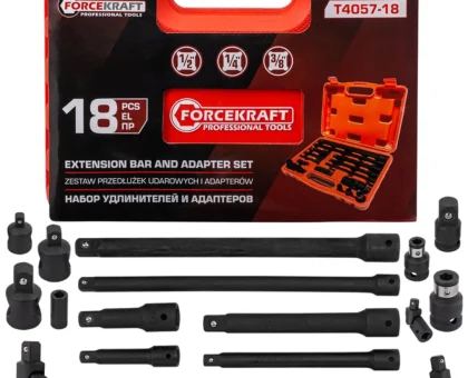 Набор удлинителей и адаптеров 18пр. 1/4''3/8''1/2''
