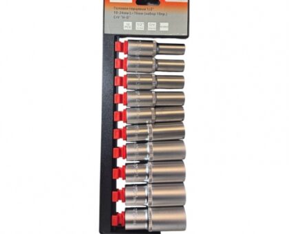 Головки торцевые 1/2" 10-24мм L=76мм (набор 10пр.) CrV "H-D"