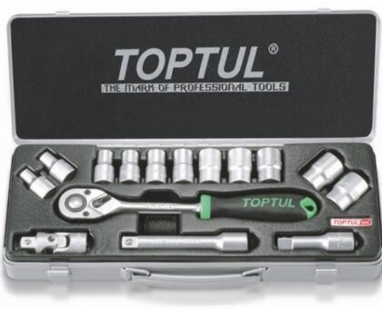 Набор головок 1/2" 8-24мм 15предм. 6гр. метал.кейс TOPTUL