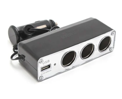 Разветвитель прикуривателя PS-357(WF-0096) (3 гнезда, 1 USB 0.5А)