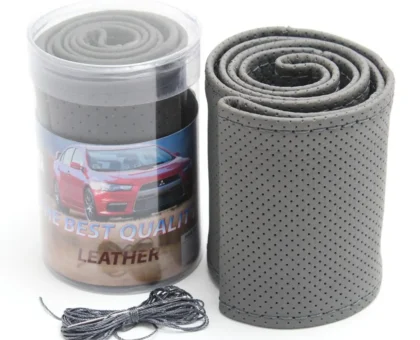 Чехол руля кожа leather grey-M